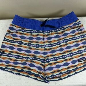 NEW Patagonia Girls Costa Rica Baggies Shorts Coast Highway Blue Sz Large